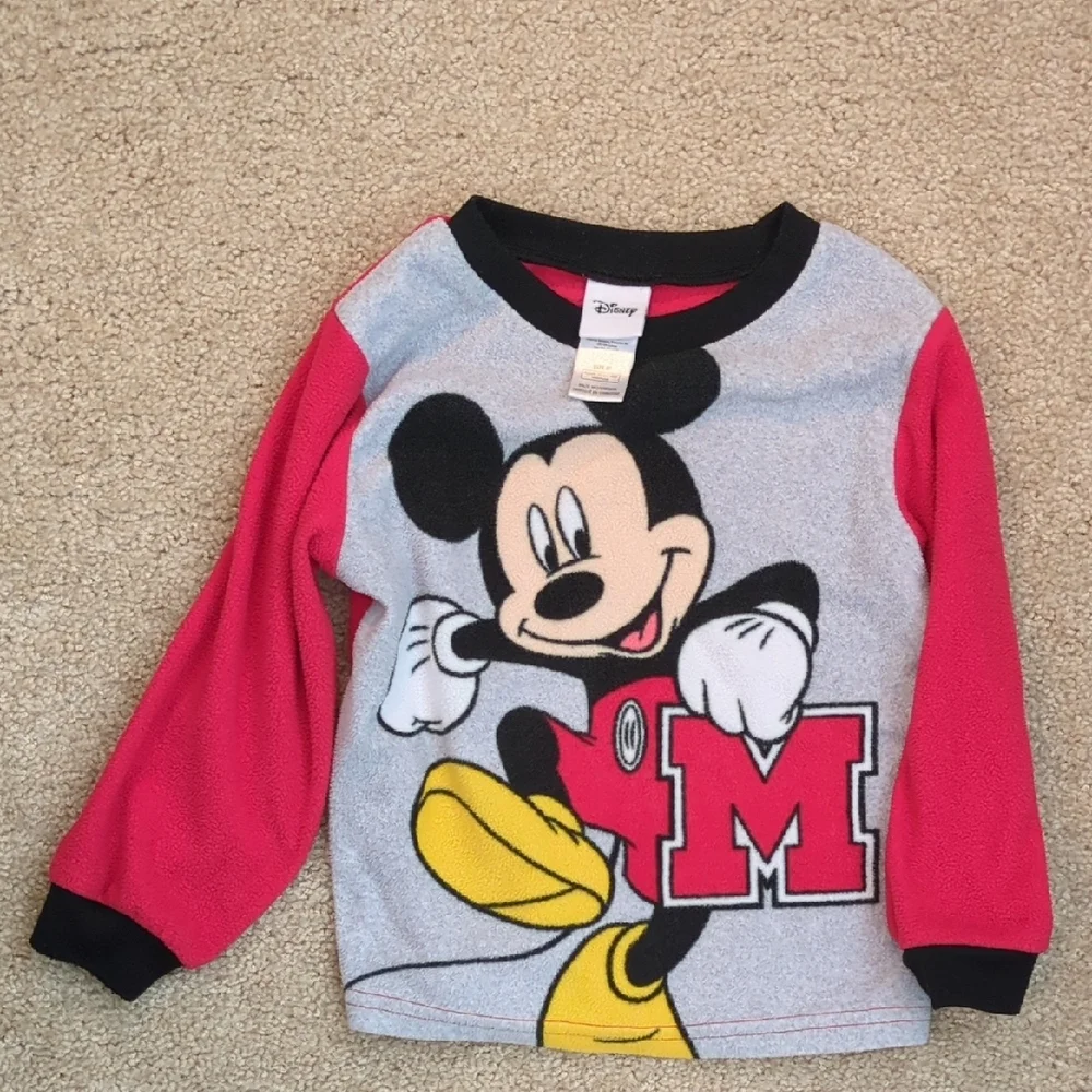 Disney Mickey Mouse Kids Fleece Pajama Set - Red, Black, and Yellow